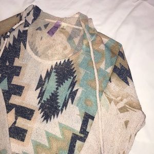 Tribal Print Sweater with hood
